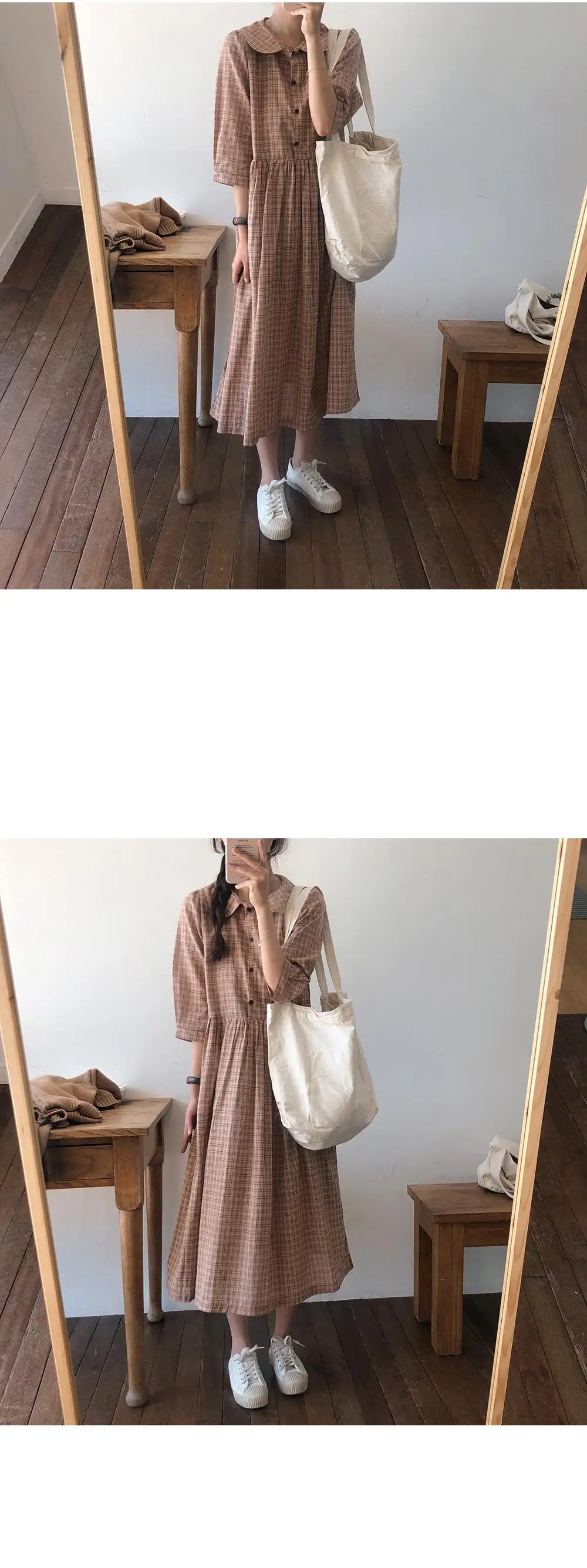 S XL размера плюс новое весеннее платье для девочек Boho хлопковое женское винтажное платье в клетку с длинным рукавом Женские платья длинное платье Vestido