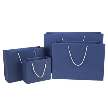 

New Clothing candy paper packaging flower gift box коробка упаковка gift bag shopping Blue Simple handbag customize Logo 10pcs