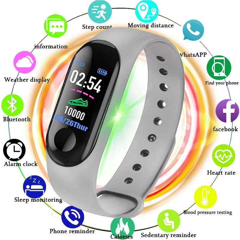 

M3plus Smart Wristband Smart Bracelet with Replacement Straps Smart Band Heart Rate Activity Fitness Tracker Smart Watch M3 Pro