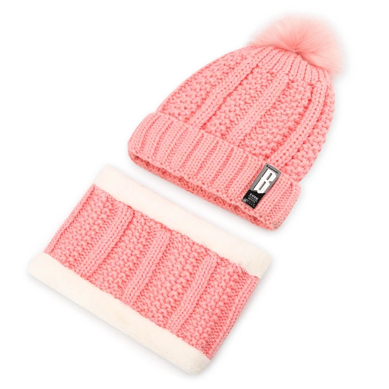 Зимняя шерстяная шапка бархатная вязаная теплая защита для ушей комплект из двух