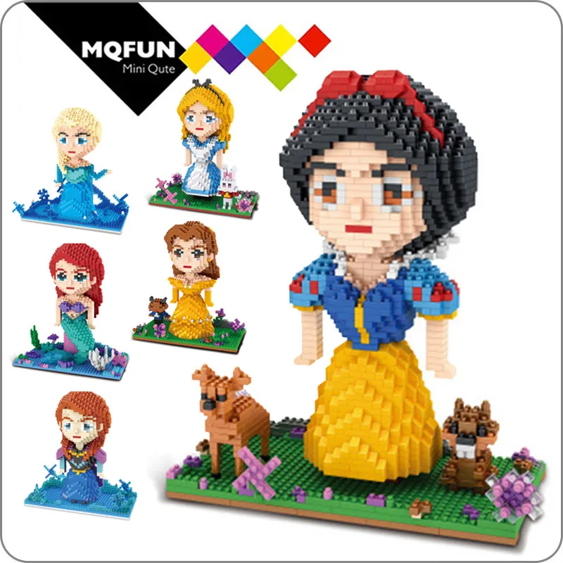 

ZMS Small Blocks Cute Mermaid Cinderella Model Small bricks Elsa Anna Princess brinquedos Action Figures Girls Gifts Toys
