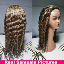 

Deep Wave Closure Wig Human Hair Wigs 4x4 Blonde Brown Highlights Lace Front Wig Pre Plucked With Baby Hair Ship From US 180%