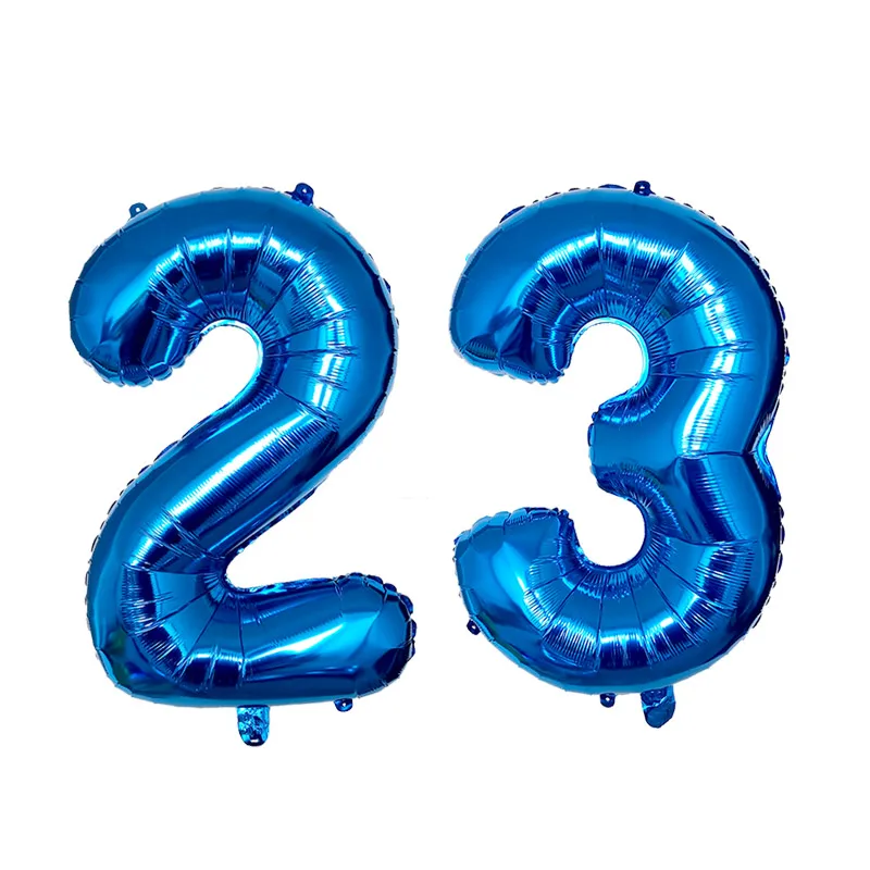 2 шт. 32/40 дюймов цвета: золотистый, серебристый 23th день рождения цифра шарики гигантский номер/воздушные шары мой 23 лет День рождения украшения поставки - Цвет: Blue 23