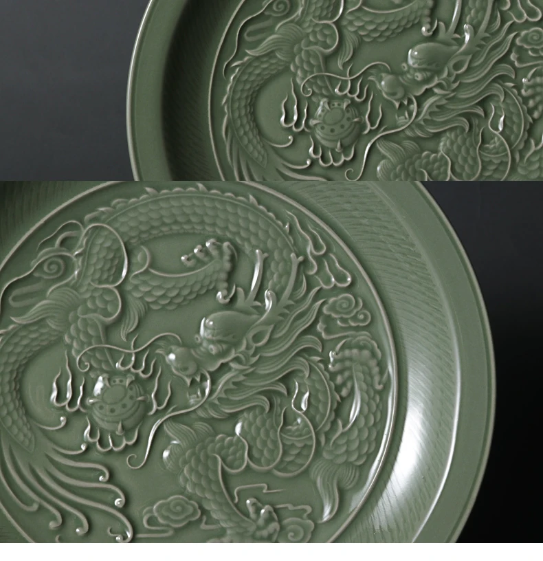Yue Kiln Celadon керамические резные тарелки ручной работы fornazetti декоративные тарелки для путешествий и украшения дома