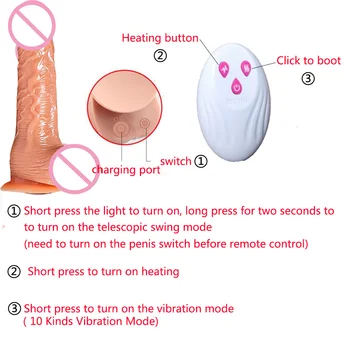 Realistic Telescopic Swing Dildo Toys Vibrator Sex Toys For Women Adult Female Vagina Anus Masturbator Real Heating Penis 6