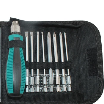 

9Pcs/Set Slotted Screwdrivers With Magnetic 1/4" 6.35mm Phillips SCREWDRIVER Set Self-locking Metric Hand Tool Set