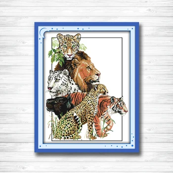 

Beasts picture tiger lion animals decor Counted Printed on canvas DMC 14CT 11CT DMS Cross Stitch Needlework Kits Embroidery Sets