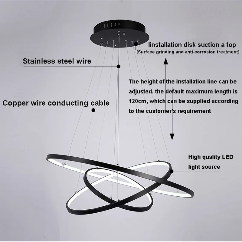 Подвесные светильники светодиодные круглые кольца акриловые алюминиевые