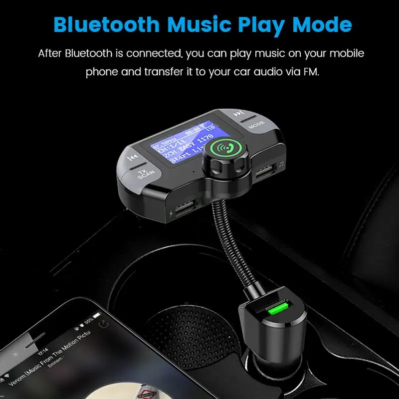Автомобильный MP3-плеер Bluetooth 4,2 автомобильный комплект громкой связи беспроводной Быстрая зарядка fm-передатчик модулятор двойной USB зарядное устройство lcd TF карта