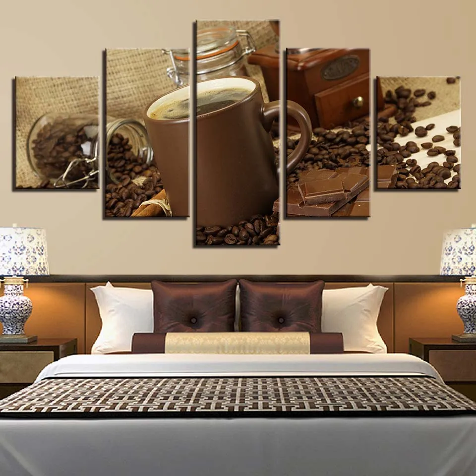 

Home Decor Canvas HD Printed Poster Framework 5 Pieces Wall Art Coffee And Chocolate Painting Modular Pictures For Living Room