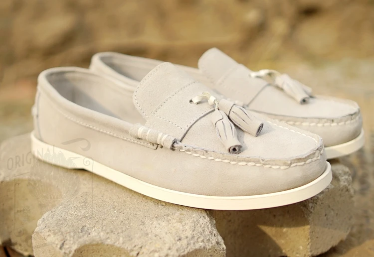 Spring Autumn Grey Men Boat Shoes Lace Up Make Hand Low-heeled Flat Shoes Business Leather Casual Shoes Breathable Men's Shoes