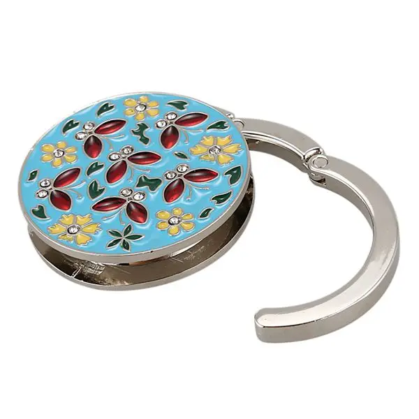 Cloisonne бабочка цветок складной Леди Девушка Pothook женская сумка с кнопкой вешалка крюк кошелек вешалка для стола держатель