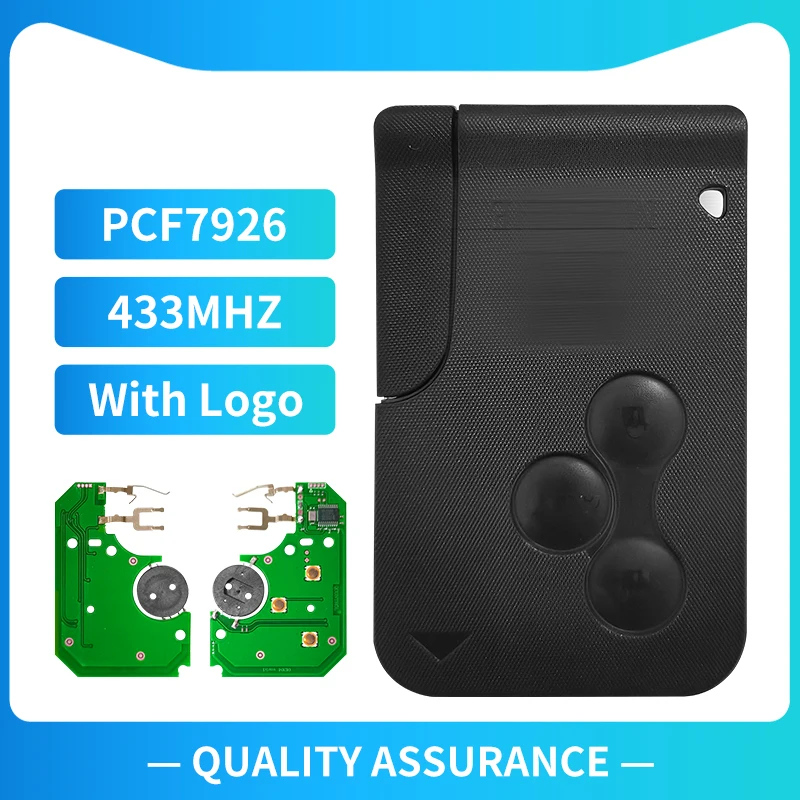 XNRKEY 3 Button Remote Car Key PCF7926 Chip 433Mhz for Renault Megane 2 3 Scenic Grand Car Key with Logo