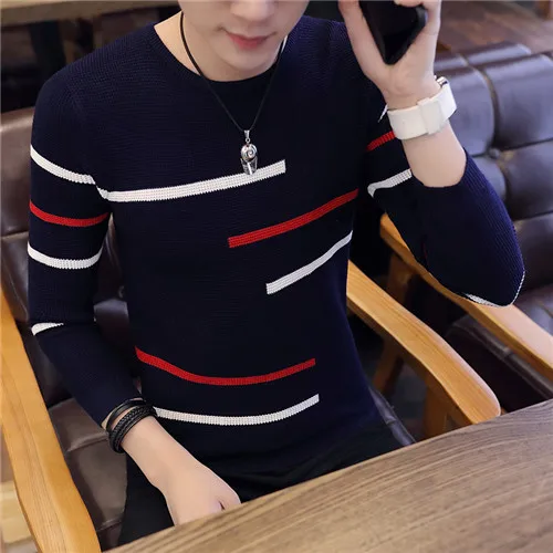 836 Navy blue Модный брендовый свитер мужской s пуловер Мужской пуловер Джемперы вязаный шерстяной осенний корейский стиль повседневная мужская одежда - Цвет: 836 Navy blue