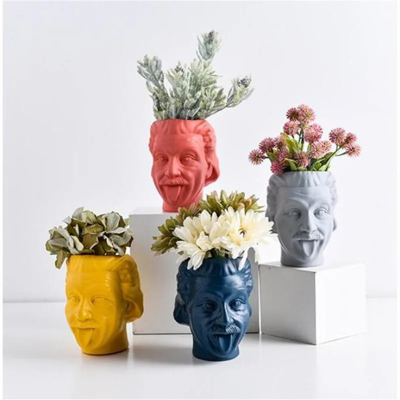 

Portrait Vase Character Sculpture Flower Pot Sculpture Resin Pen Holder Desktop Flower Arrangement Container Head Statue Planter