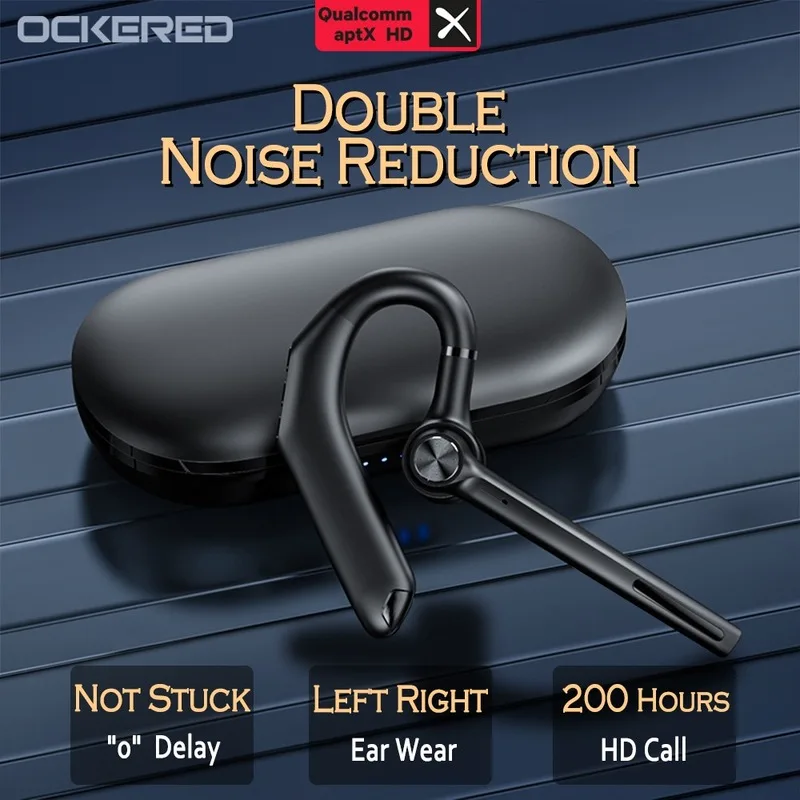 New Single Ear Dual-Mark Noise Reduction Ear-Hook Bluetooth Earphone Business Car Ultra-Long Call Rotating Wireless Headphone |