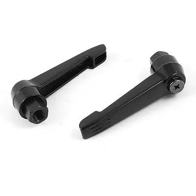 

2 Pcs Black Metal 5mm Dia Female Threaded Adjustable Handle 60mm Long