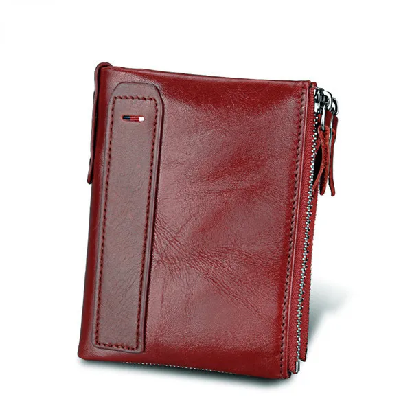 Red(As Picture) Лидер продаж! Новинка, винтажные мужские маленькие кошельки, Женский кошелек из натуральной кожи, мужской кошелек на молнии с отделением для монет, мини-кошелек - Цвет: Red(As Picture)