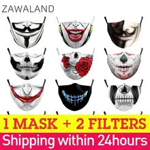 Zawaland adulto criança máscaras reutilizáveis lavável tecido boca caps impressão rosto capa engraçado halloween festa máscara filtros dropshpping