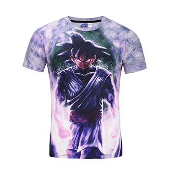

Summer new cartoon 3D Dragon Ball black Goku print T-shirt youth street top Cosplay Anime Costume Unisex