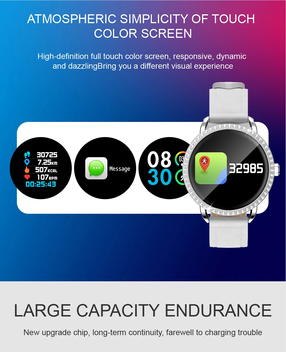 H7 модный кожаный ремешок Smartwatch для женщин Водонепроницаемый Bluetooth gps трекер Peometer Удаленная камера здоровье браслет часы