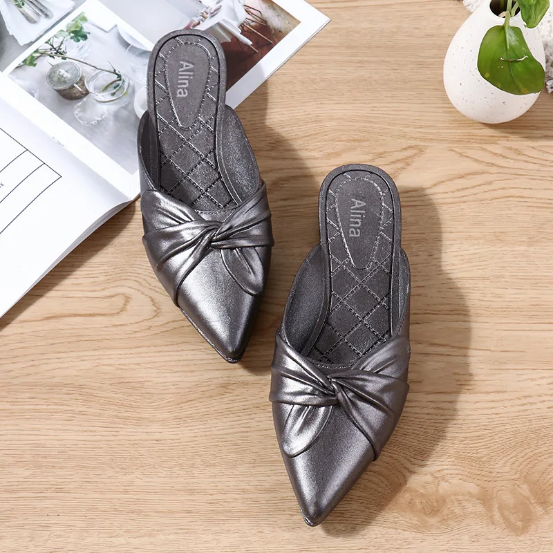 

2019 Spring And Autumn New Style Korean-style Fashion Outer Wear Anti-slip Versatile Closed-toe Low Heel Sandals Women's ban tuo