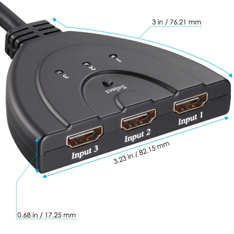 50 см мини 3-портовый Переходник HDMI разветвитель кабель 1080P коммутатор 4K HDMI коммутатор 3 в 1 порт концентратор для HDTV Xbox PS3 PS4 DVD hdtv