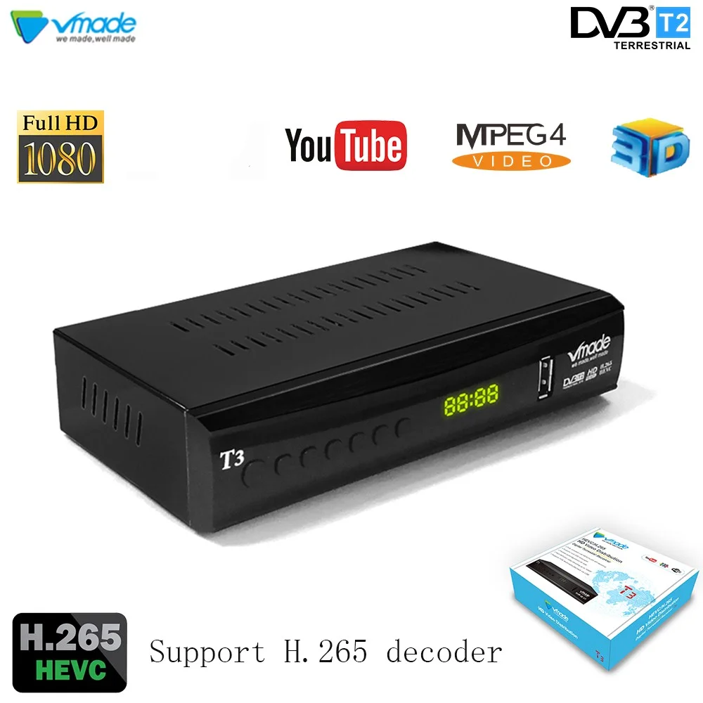 ТВ тюнер Vmade DVB T2 T H.265 MPEG 2/4 HD с поддержкой Youtube USB 1080P|Спутниковое ТВ| |