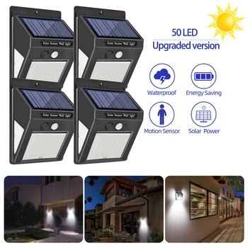 

Delicate 50LED Solar Three-sided Motion Sensor Wall Lamp Waterproof Garden Aisle Porch Courtyard Driveway Security Light