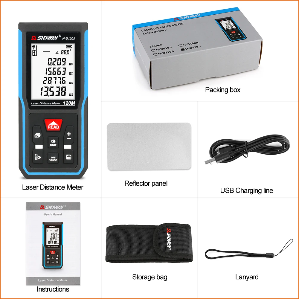 SNDWAY Laser Rangefinder Hunting Rangefinder Digital Mini Range finder Laser Tape Distance Ruler Sensor 5om 70m Distance Meter