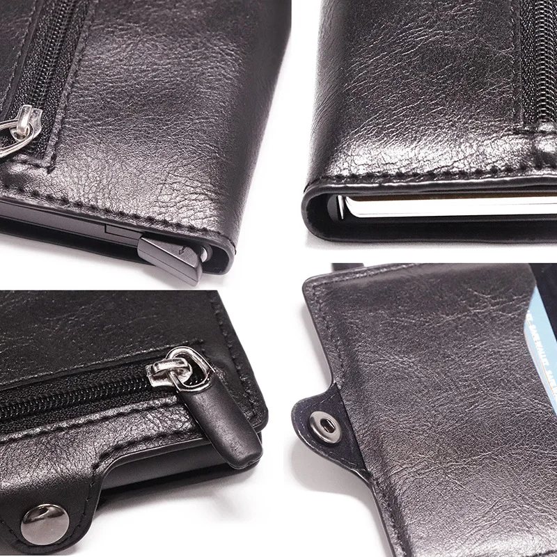 BISI GORO Rfid кошелек для мужчин сумка для денег мини кошелек мужской Алюминиевый Кошелек Малый Клатч кожаный кошелек Тонкий кошелек carteras