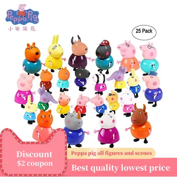 

Peppa Pig Class Friends Action Figure Set Toy PVC Anime Cake Figura Pig George Family Mom Grandma Grandfa Gift Toy for Kid
