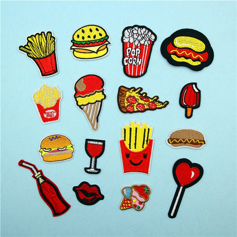 chips 16pcs Random Mix DIY Cartoon Pattern Iron-On Patches Embroidery Cloth Chapter Decorative Stickers scrapbook - Цвет: chips 16pcs