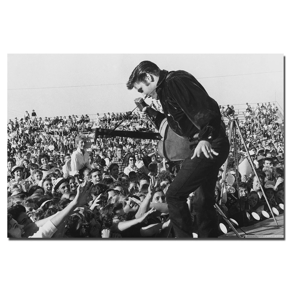ВИНТАЖНЫЙ ПЛАКАТ Elvis Presley в концерте холст живопись ткань печать для домашнего
