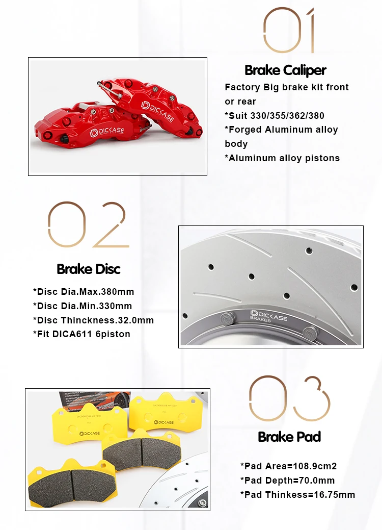 355*32 мм сверлильный шлицевой диск дизайн DICASE A61 дешевые высокое качество 6 горшок красный тормозной суппорт 18 дюймов для bmw f30 335