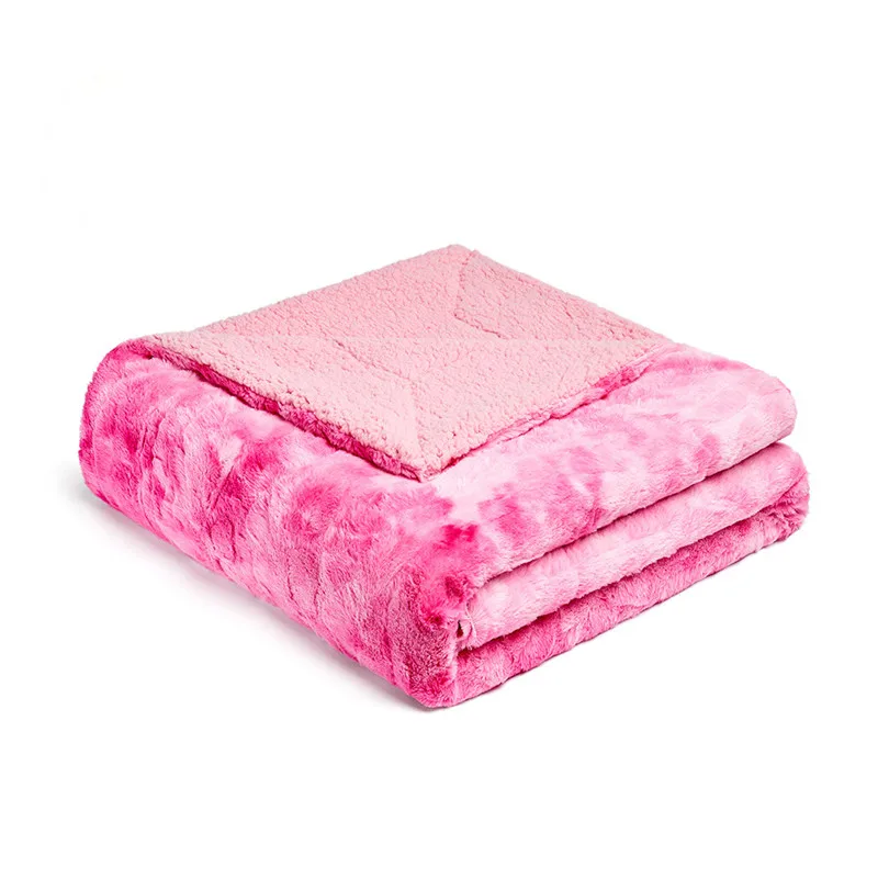 Pink Радужное фланелевое одеяло для дивана самолета, офисное детское одеяло, супер мягкое полотенце для путешествий, флисовая сетка, переносное покрывало для автомобиля - Color: Pink