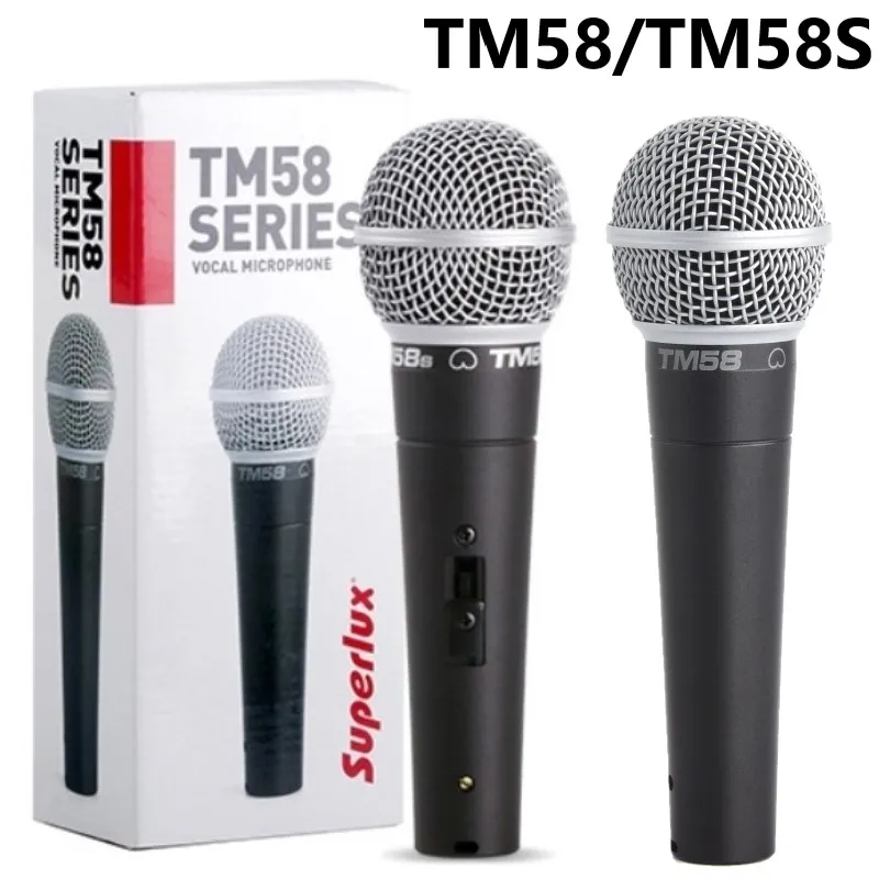 

Microphones TM58 TM58S Cardioid Vocal Dynamic Microphone High SPL Capacity for Speech and Performance on off Switch