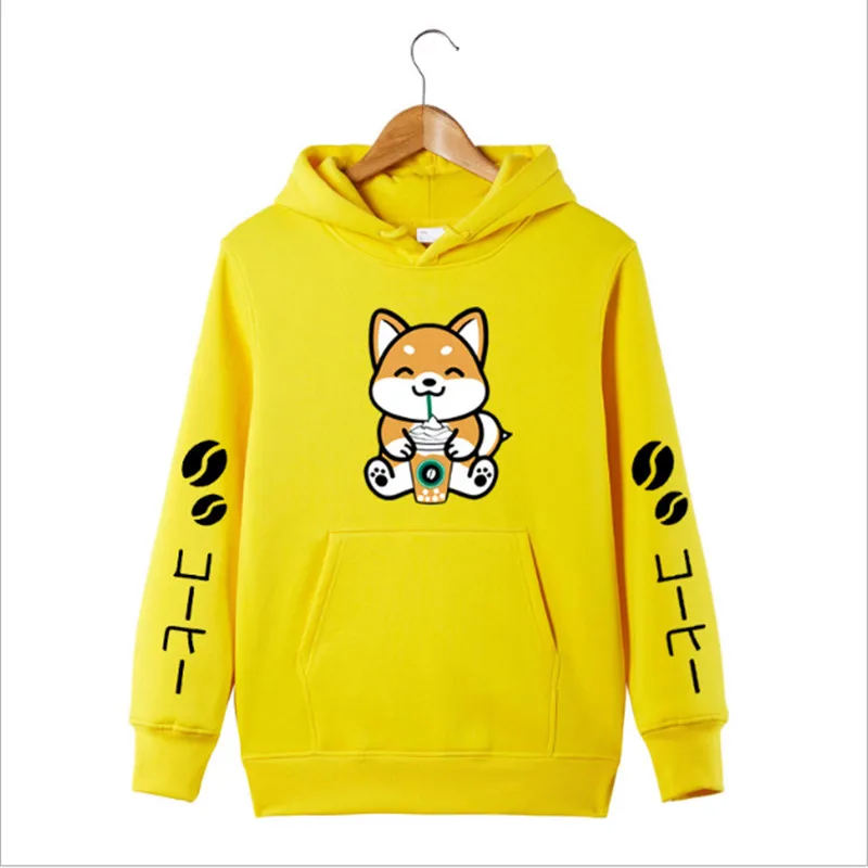 Кофе Frappe Шиба ину худи Толстовка с капюшоном Harajuku Kawaii худи Толстовка с капюшоном