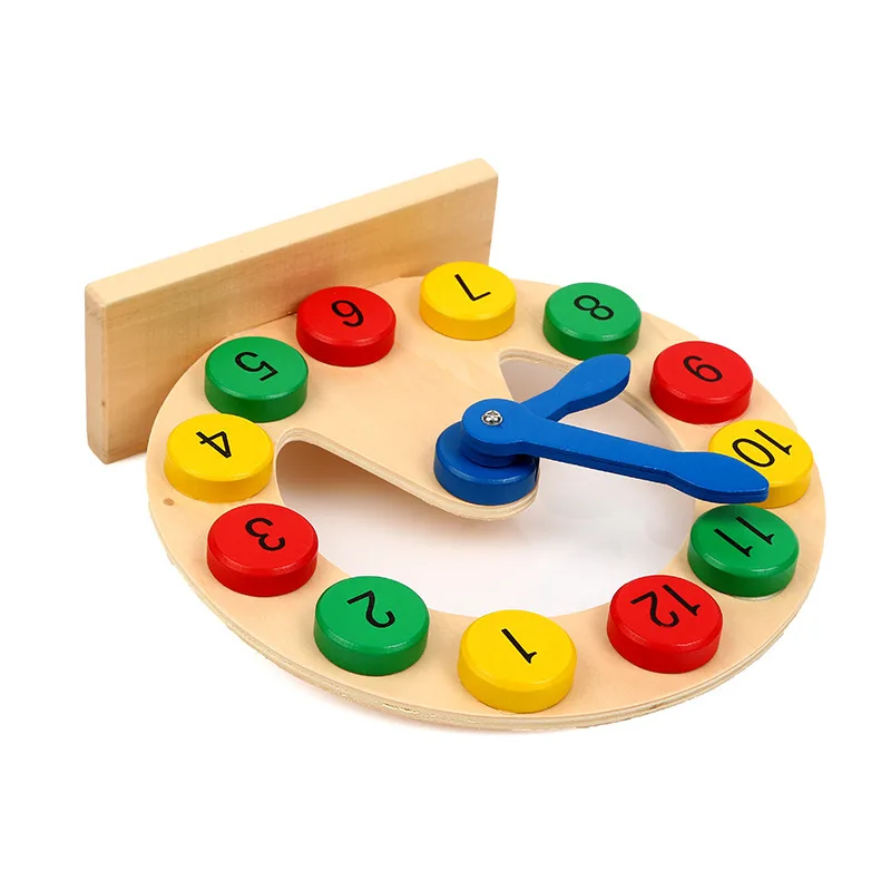 Geometric Shapes Creative Toy Intelligence Cognitive Shape with Numbers Clock Hollow Clock Wooden Toys