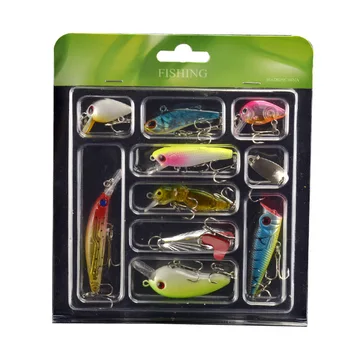 

10pcs/ Box Mixed Lures Mini Fishing Lure Set Kit Minnow Crank Vib Popper Spoon Spinner Baits Wobbler Crankbaits Fishing Tackle