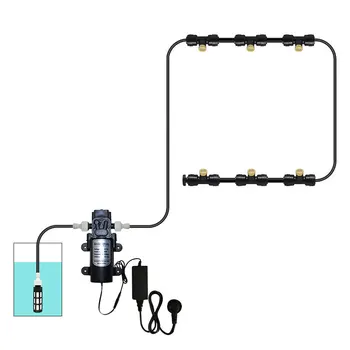 

12V Electric Diaphragm Pump Spray Dust Removal System Fog Nozzles Low Pressure Misting Humidify Cooling Watering US Plug