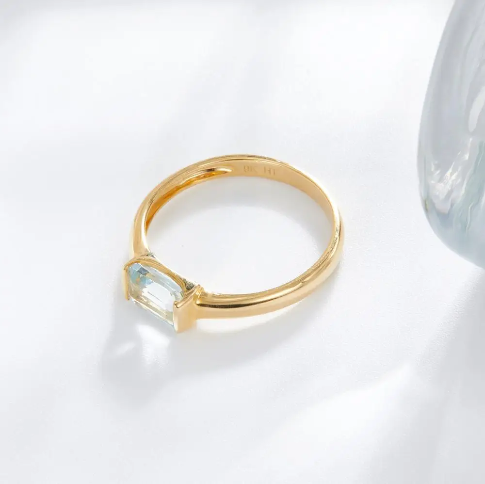 Hutang 9K массивная, желтая, Золотая обручальное кольцо 0.8ct натуральные аквамариновые кольца изысканные свадебные драгоценные камни ювелирные изделия для женщин подарок