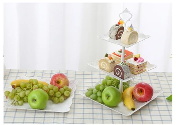

New European-style Wedding Banquet Three-layer Fruit Plate Dried Fruit Plate Afternoon Tea Cake Table Tray Storage Cake Rack