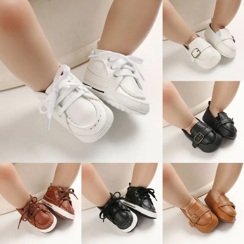 Детская кожаная мягкая детская обувь для новорожденных девочек и мальчиков; модная однотонная обувь черного цвета для детей 0-18 месяцев
