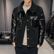 Зимняя одежда, мужская утепленная куртка из овечьей шерсти, Свободное пальто, зимнее модное меховое пальто, Мужская одежда, Толстая куртка из искусственного меха