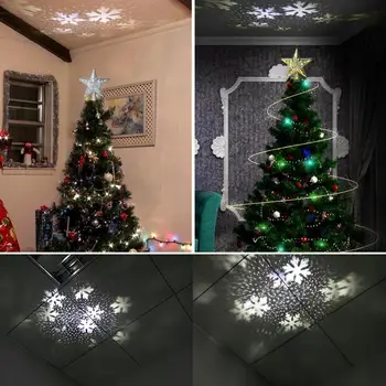 

Christmas Decoration Lights LED Tree Top Star Christmas Tree Projection Lamp Rotate Snowstorm Snow Star Projection Lamp
