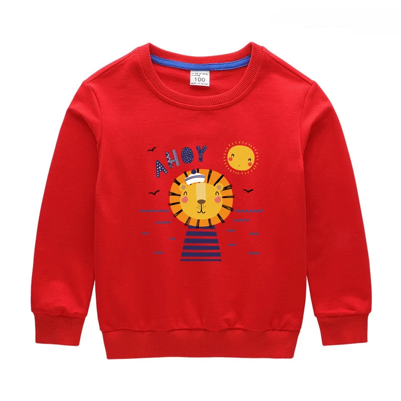 Детский свитер; Осенняя спортивная детская одежда с героями мультфильмов; рубашки для мальчиков и девочек; детские толстовки с длинными рукавами - Цвет: Red