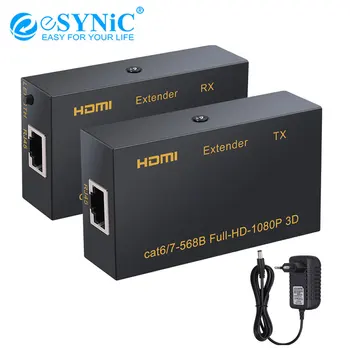 

eSYNiC 196ft Full-HD-1080P HDMI Extender 60m With RJ45 Cat6 Cat7 HDMI to RJ45 Tx RJ45 to HDMI Rx for HDTV DVD Player PS3 PS4