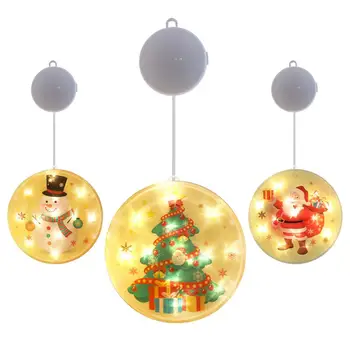 

1pc Christmas Hanging Lighting Acrylic Round Pendant Snowman Santa Claus Decorative Lights Indoor Bedroom Festival Party Favor