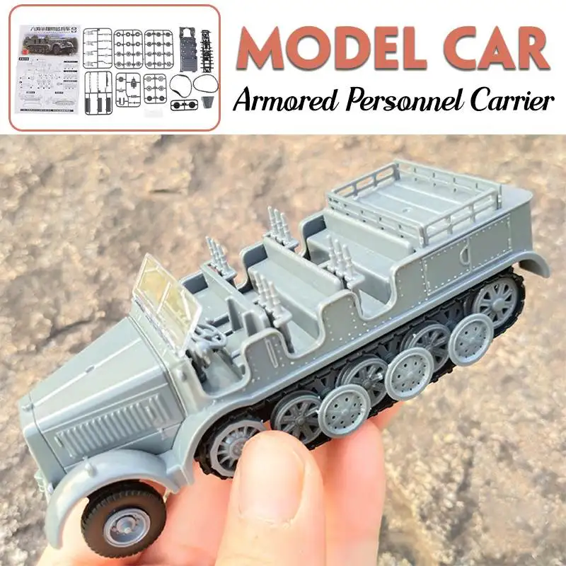 

1 PCS 1:72 4D Wheeled Armored Vehicle Rubber-free Assembly Model Military Toy Car Assembled Model Car Gifts for Kids Children